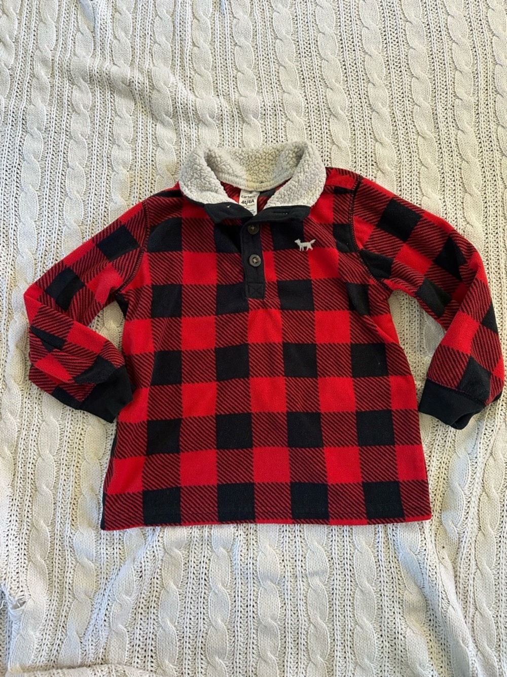 Carter's Red and Black Buffalo Plaid Sherpa Collar Pullover